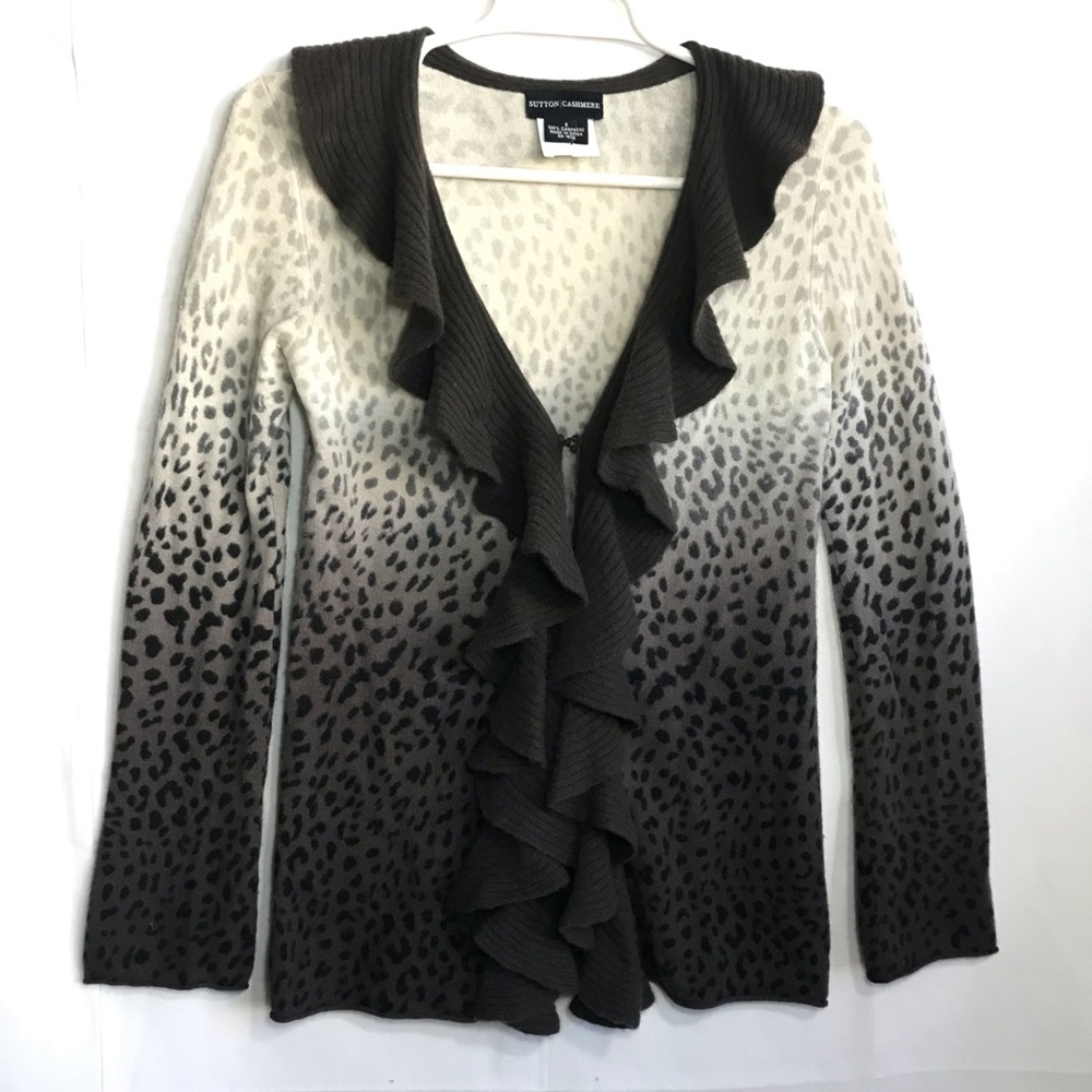 Sutton 100% Cashmere animal print cardigan
